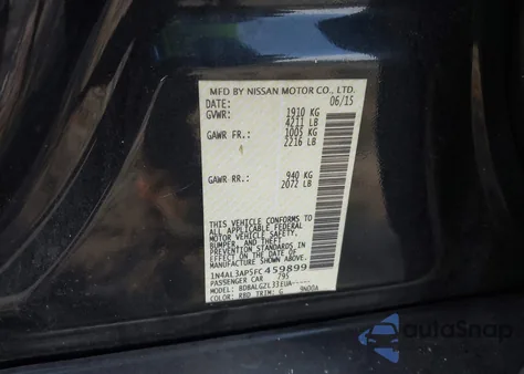 2015 Nissan Altima 2.5/2.5 S/2.5 Sl/2.5 Sv from USA, damaged, VIN 1N4AL3AP5FC459899